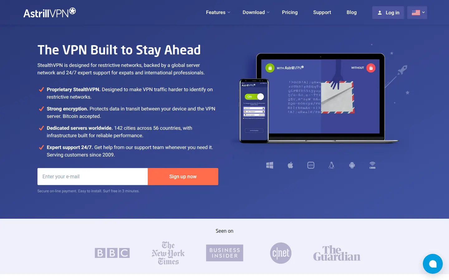 Screenshot: Astrill VPN homepage