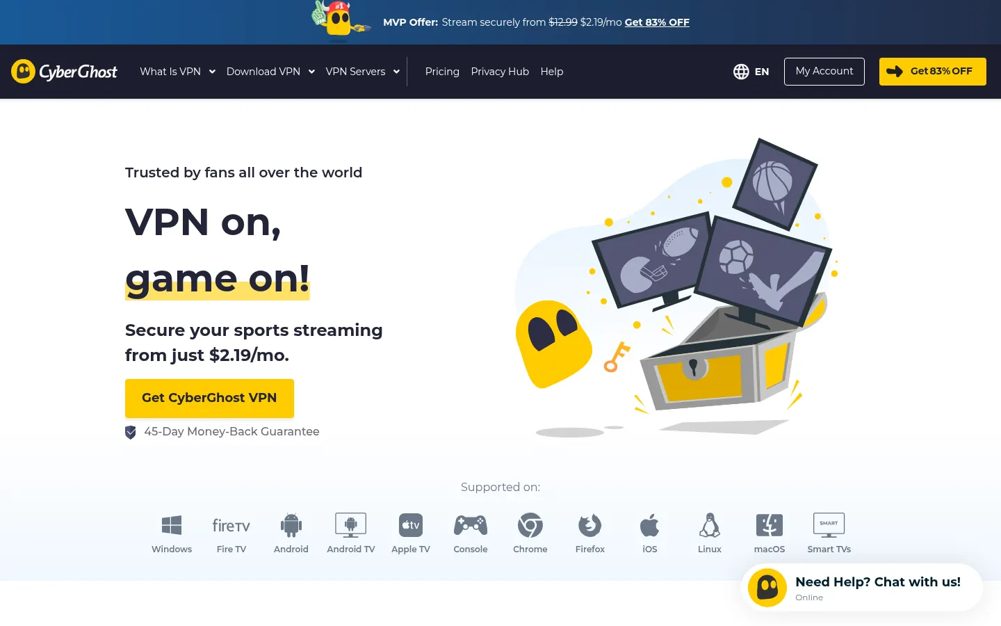 Screenshot: CyberGhost homepage