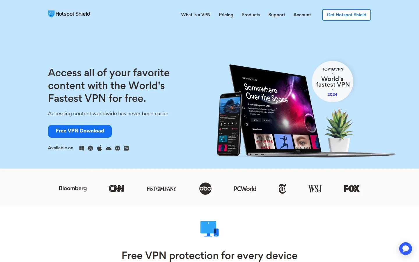 Screenshot: Hotspot Shield apps / download page