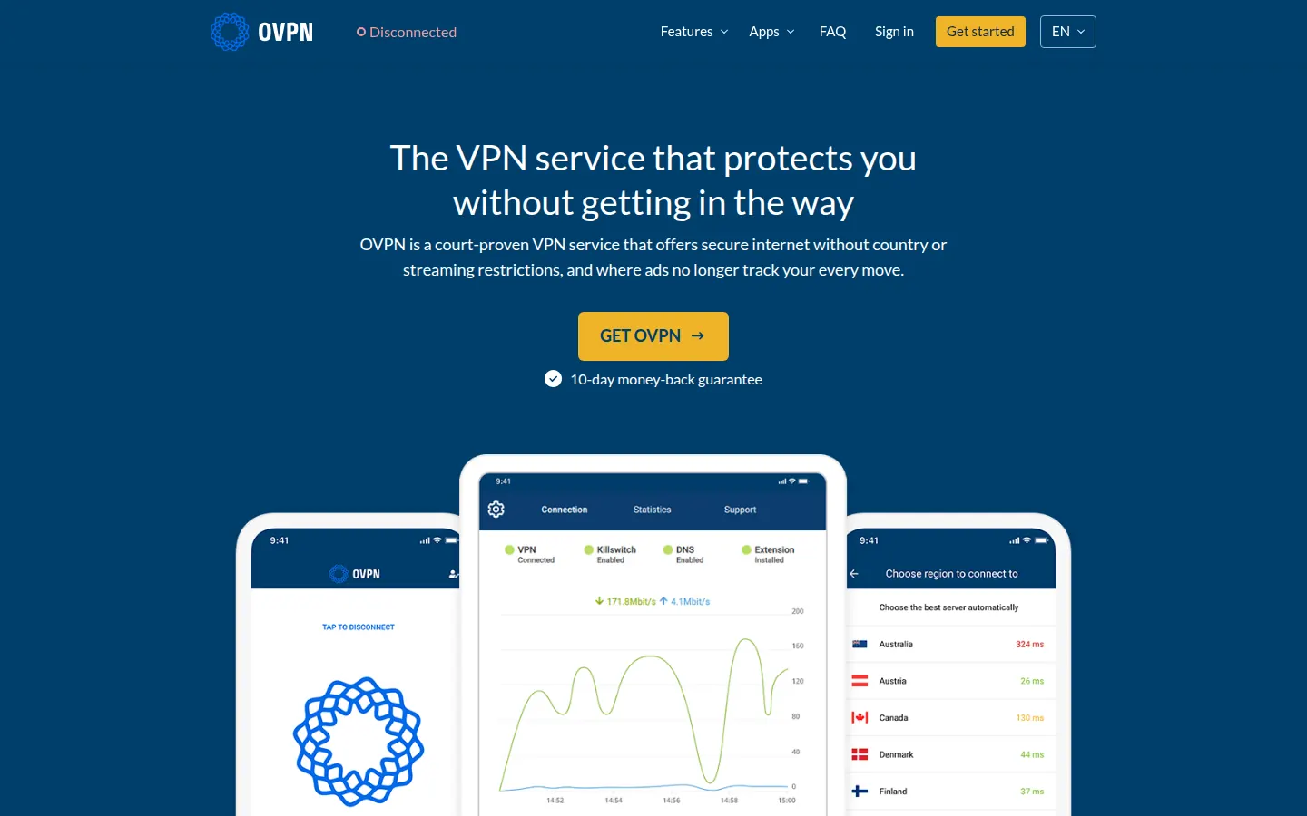 Screenshot: OVPN homepage