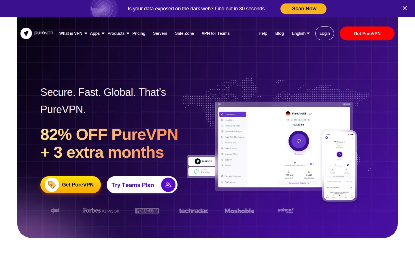 Screenshot: PureVPN apps / download page