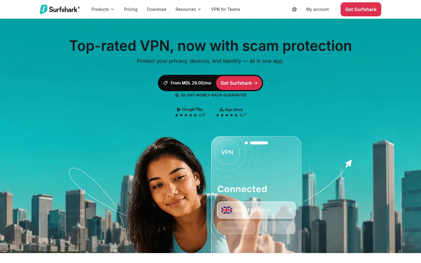 Screenshot: Surfshark homepage