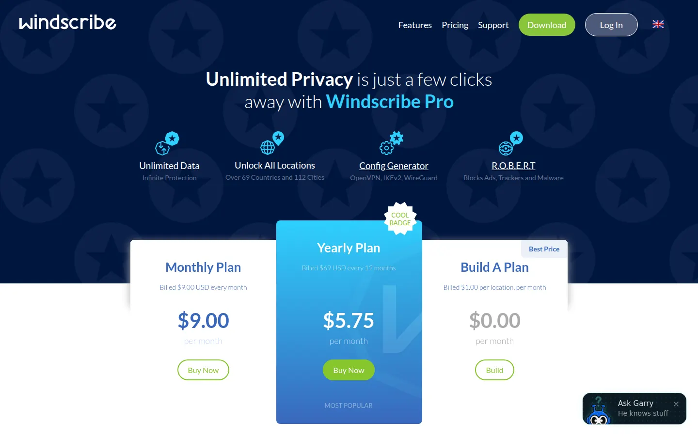 Screenshot: Windscribe pricing page